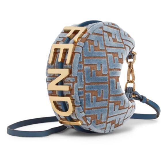 NEW FENDI FENDIGRAPHY MINI HOBO FF VELVET SHOULDER BAG PURSE NWT AUTHENTIC! - Picture 1 of 15